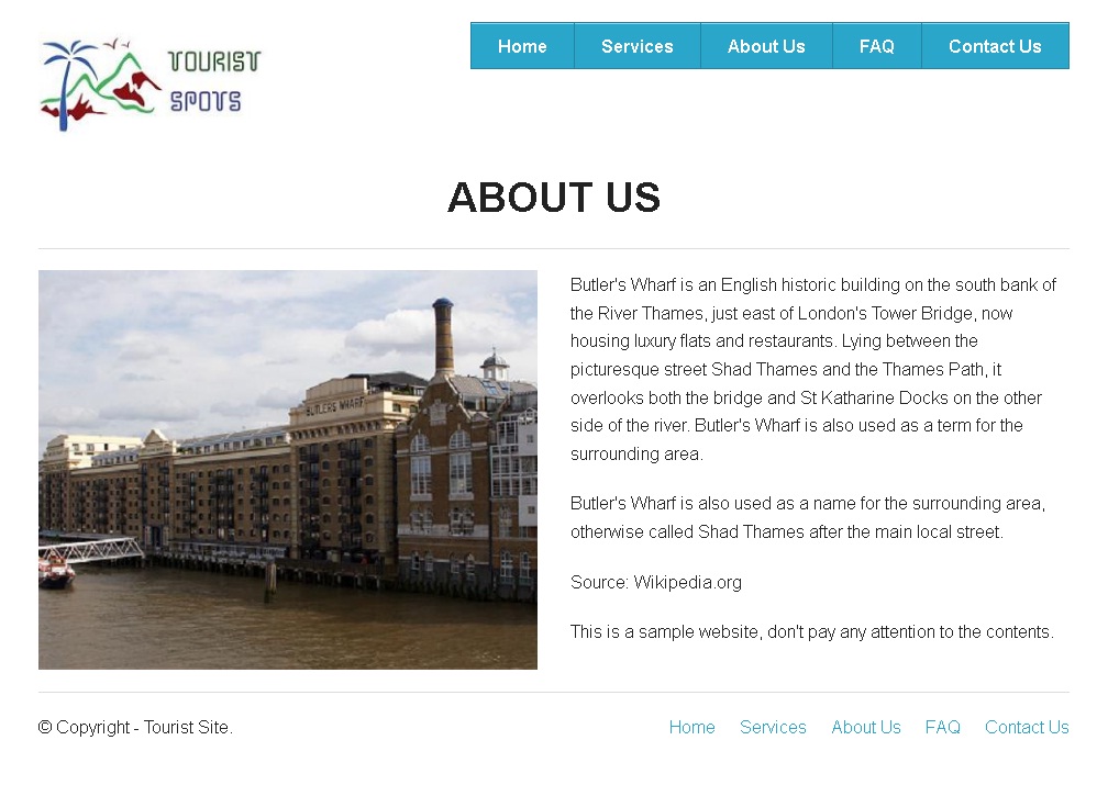 Zurb Foundation Framework Example - Tourist Spot About Us Page